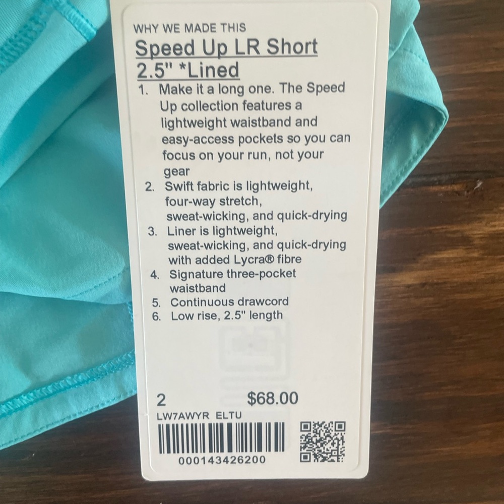 Brand new Lululemon speed up with tags